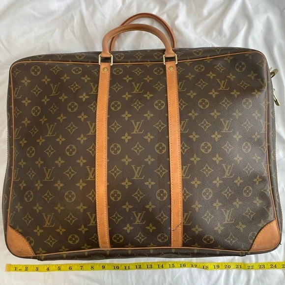 🎊 Authentic Vintage Louis Vuitton Luggage Brown Monogram Garmet Large Canvas - Picture 6 of 15